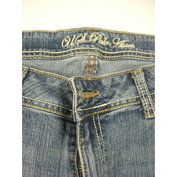 Vintage 90s Y2k US Polo Blue Bootcut Jeans Size 11 Logo Pocket Denim Medium Wash - Picture 4 of 6